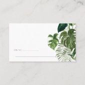 Groene Bladerige Palm Tropisch Gebladerte Trouwdag Plaatskaartje (Achterkant)