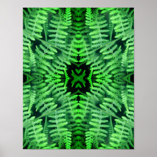 Groene Bladerige Varens Abstract Poster