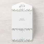 Groene Bladermix Elegant Script QR Code Trouwen All In One Uitnodiging (Buitenkant)