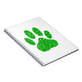 Groene bladerschildering met hondenpootafdruk notitieboek (Rechterzijde)