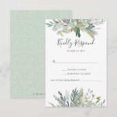 Groene bladervormige aquarel RSVP-kaarten RSVP Kaartje (Voorkant / Achterkant)