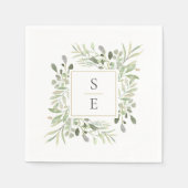 Groene Bladgoud Monogram Huwelijk Servetten (Voorkant)
