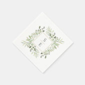 Groene Bladgoud Monogram Huwelijk Servetten (Hoek)