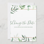 Groene bladgouden rand Verander de datumkaart Save The Date (Voorkant)