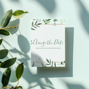 Groene bladgouden rand Verander de datumkaart Save The Date