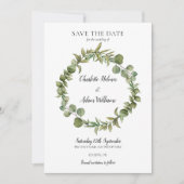 Groene Bladgroen Garland Foto Bruiloft Save The Date (Voorkant)