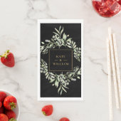 Groene Bladgroente Zwart En Goud Huwelijkspapier  Servet (Insitu)