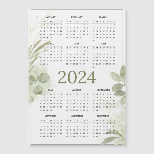 Groene bladkalender Magnetische Kaart (Voorkant)
