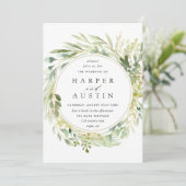 Groene Bladkrans Botanische Trouwkaart Kaart (Staand voorkant)