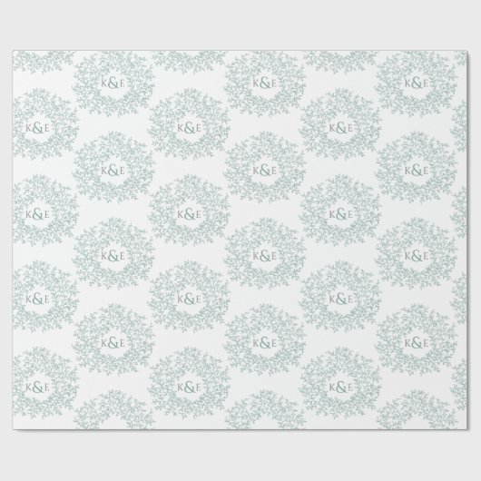 Groene bladmonogram kunst op basis van wit cadeaupapier (Vlak)