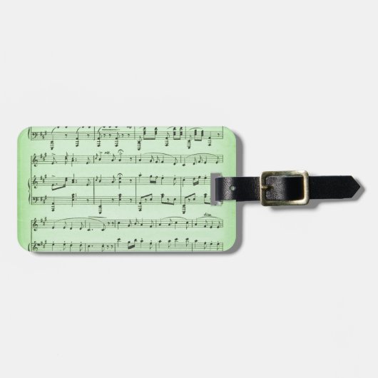 Groene Bladmuziek Bagagelabel (Voorkant horizontaal)