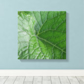 Groene bladnerfdetail canvas afdruk (Insitu (Houten vloer))