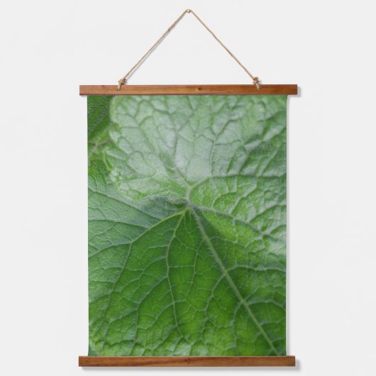 Groene bladnerfdetail hangend wandkleed (Voorkant)
