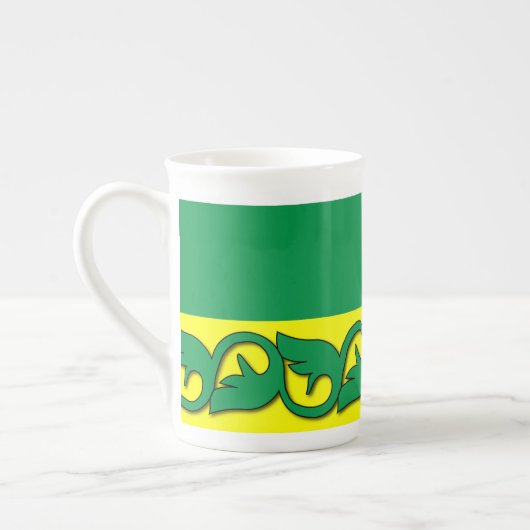 Groene bladpatronen porselein kop (Links)