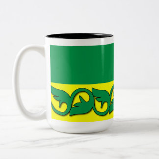 Groene bladpatronen tweekleurige koffiemok