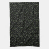 Groene bladpatroon monogram Keukenhanddoeken (Verticaal)