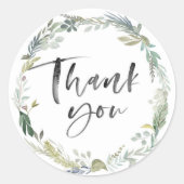 Groene bladrijke bedankstickers ronde sticker (Voorkant)