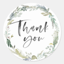 Groene bladrijke bedankstickers ronde sticker