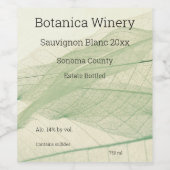 Groene bladskeletten wijn etiket (Enkel label)