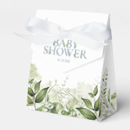 Groene Bladverzorging Stof Blauw Baby Shower Favor Bedankdoosjes