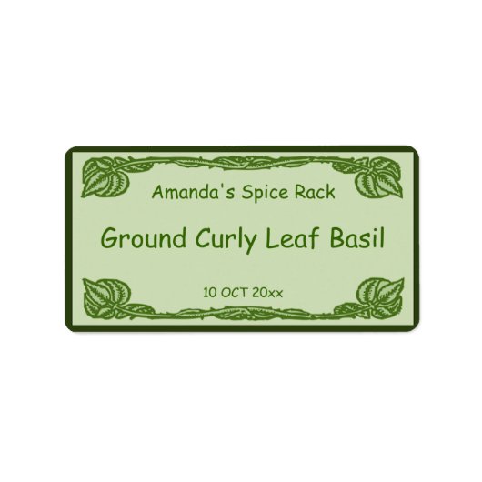 Groene bladwijnstokken kruiden of inblikpot etiket (Voorkant)