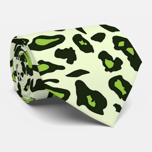 Groene bladzijdeafdruk stropdas (Opgerold)