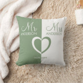 Groene blanke Mr Mrs. Name hart bruiloft Sierkusse Kussen (Deken)