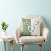 Groene blanke Mr Mrs. Name hart bruiloft Sierkusse Kussen (Stoel)
