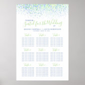 Groene blauwe abstracte waterverf trouwtafel plan poster (Voorkant)