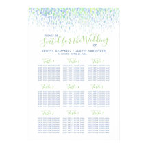 Groene blauwe abstracte waterverf trouwtafel plan