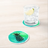 Groene blauwe ananas ronde kartonnen onderzetter (Insitu)