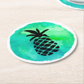 Groene blauwe ananas ronde kartonnen onderzetter (Gebogen)