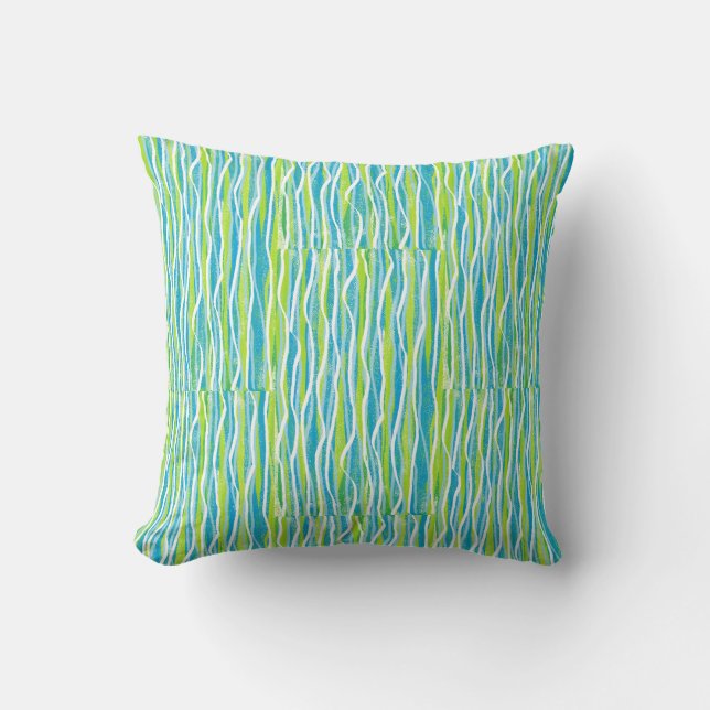 Groene Blauwe Aqua Worpkussen voor Bank Bed of Sof Kussen (Voorkant)