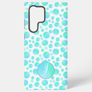 Groene Blauwe Bellen Zomer Modern Monogram Samsung Galaxy Hoesje