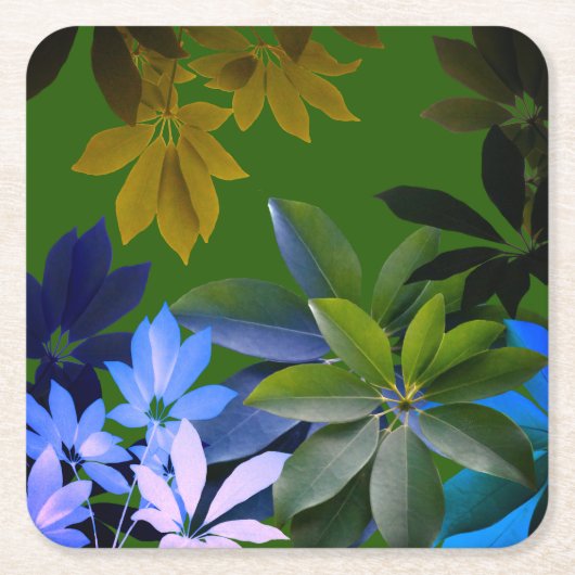 Groene, Blauwe Bladeren Aangepaste Onderzetters (Voorkant)