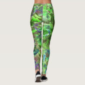 Groene Blauwe Bladeren Natuur Leggings (Achterkant)