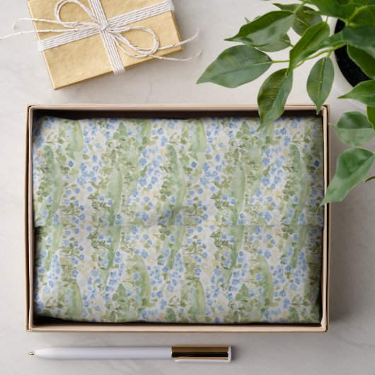 Groene Blauwe Bloemen Verjaardag Tissuepapier (Geschenk)