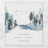 Groene blauwe Bossen Bossen Vogelvogels Bedankt We Wijn Etiket (Enkel label)