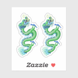 Groene & Blauwe Chinese Draak Sticker