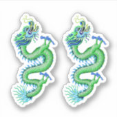 Groene & Blauwe Chinese Draak Sticker (Voorkant)