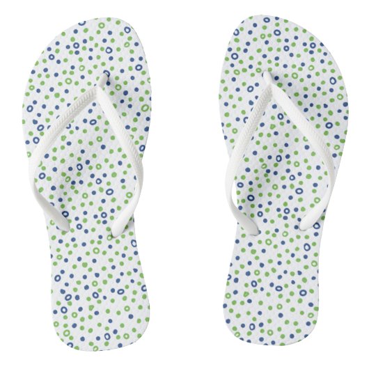 Groene Blauwe Cirkels en Stippen Teenslippers (Voetbed)