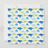 Groene & Blauwe Dinosaur Birthday Party Uitnodigin Kaart (Achterkant)