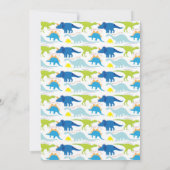 Groene & Blauwe Dinosaur Birthday Party Uitnodigin Kaart (Achterkant)