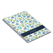 Groene BLAUWE Dinosaurus Motief met Kindernaam Notitieboek (Rechterzijde)