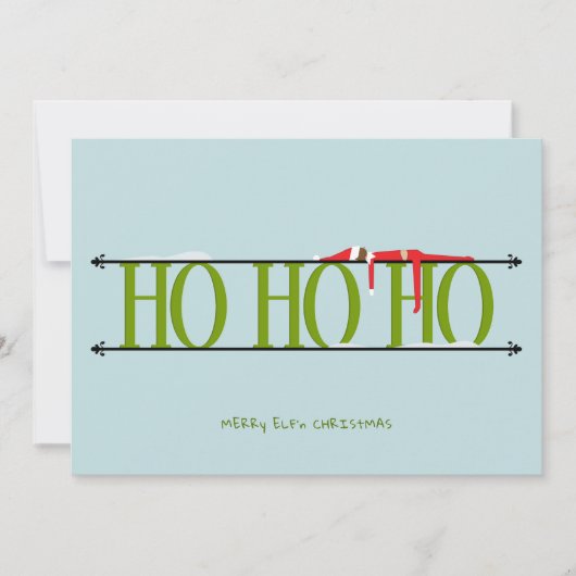 Groene & Blauwe Elf Shenanigans Bedrijf Kerstmis Feestdagenkaart (Voorkant)