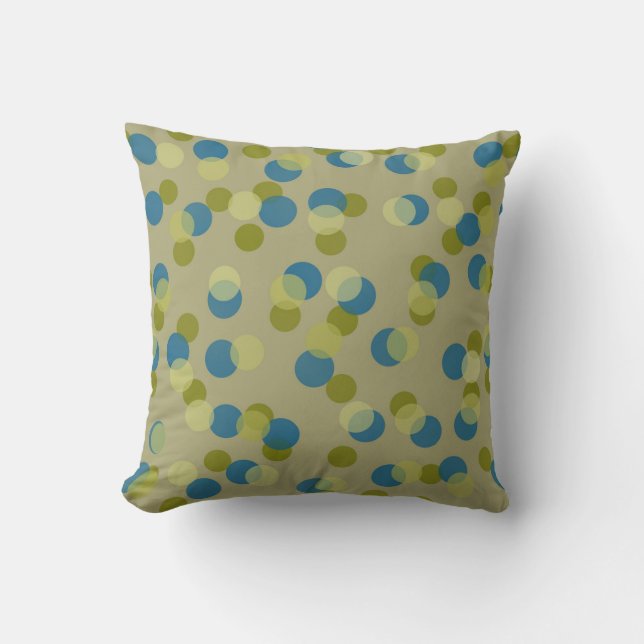 groene, blauwe en gele stippen kussen (Voorkant)