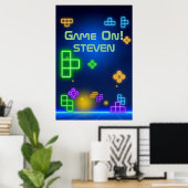 Groene, blauwe en paarse gamer 24 x 36 inch poster (Thuiskantoor)