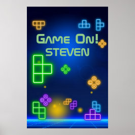 Groene, blauwe en paarse gamer 24 x 36 inch poster