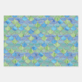 Groene, blauwe en zilverzeemeerminnen inpakpapier vel (Voorkant)