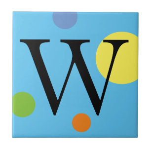GROENE BLAUWE GEEL EN ORANJE MONOGRAM TIS TEGELTJE